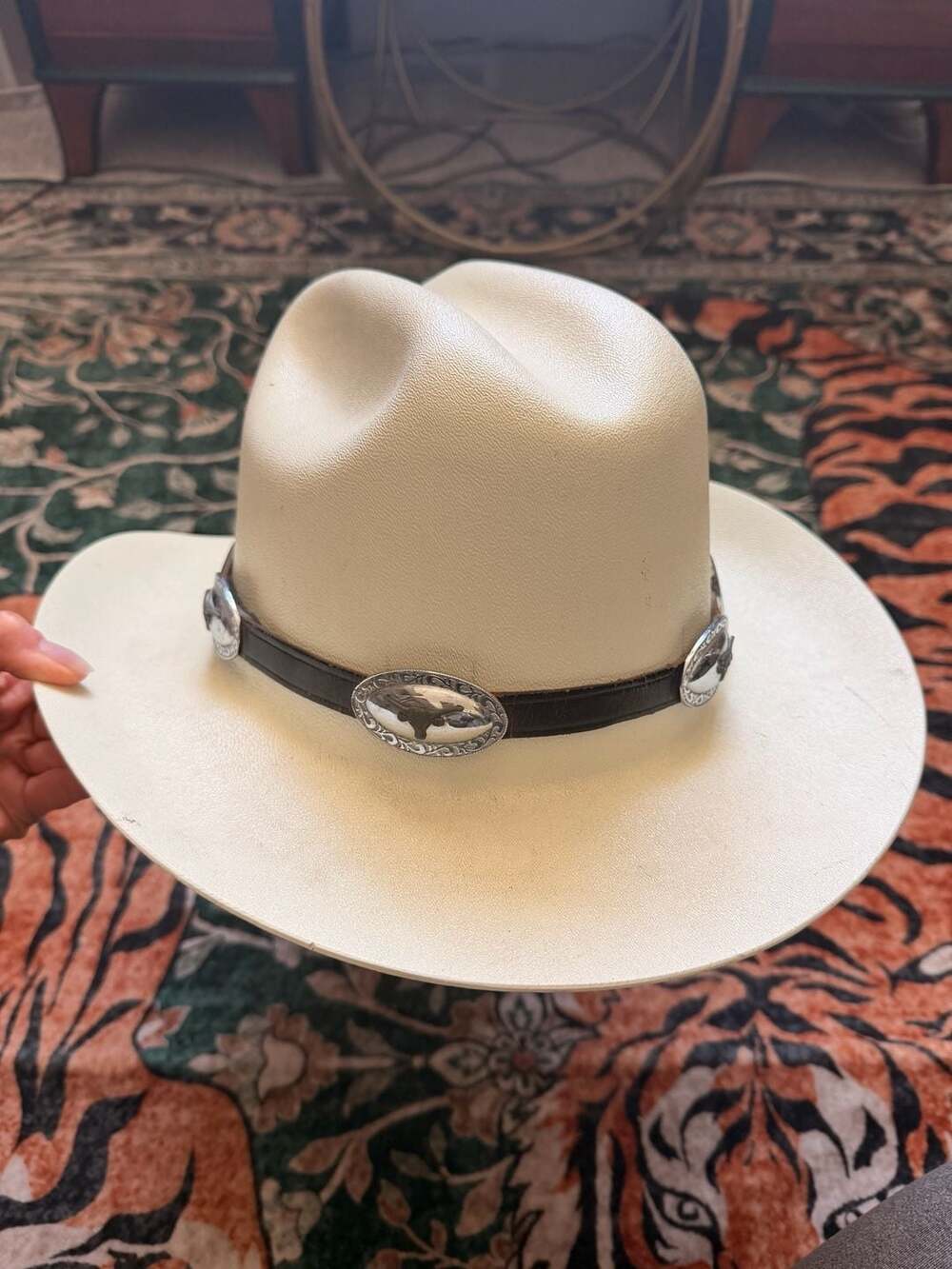 Western Outlaw Cowboy Industrial Protective Helmet Hard Hat Concho Band Sz 6.5-8
